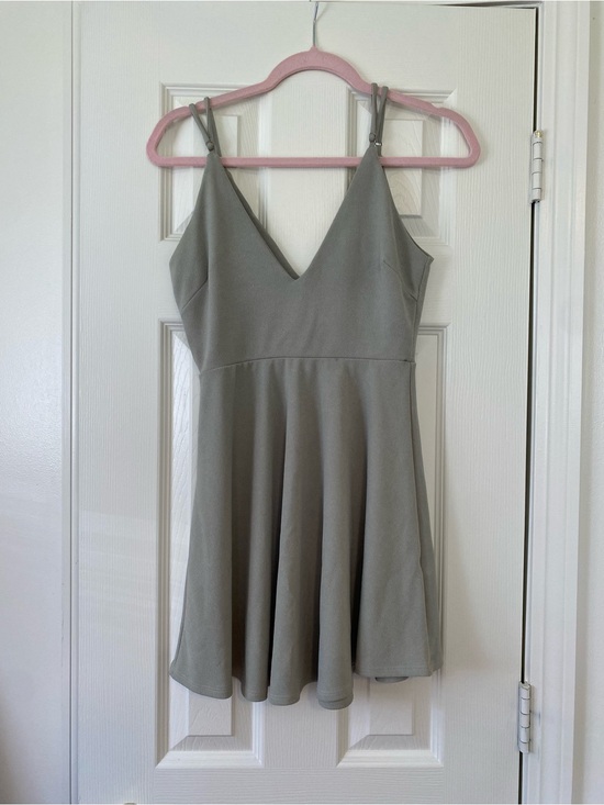 Tobi Dresses & Skirts - Tobi V-Neck Spaghetti Strap Skater Dress in Sage Green